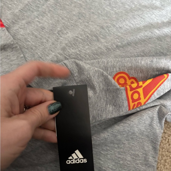 Adidas Gray Long Sleeve Hooded Tee with Graphic Patches - Picture 3 of 4